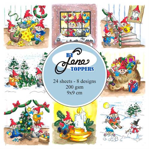 By Lene Toppers Elves og gnomes 24 stk 9x9 cm